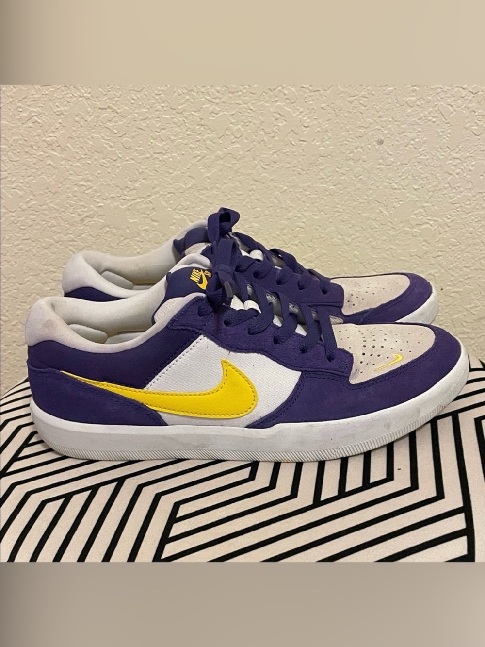Nike SB Force 58 Purple Yellow Low-Top Sneakers - Mens Size 9 /Womens 10.5- $189